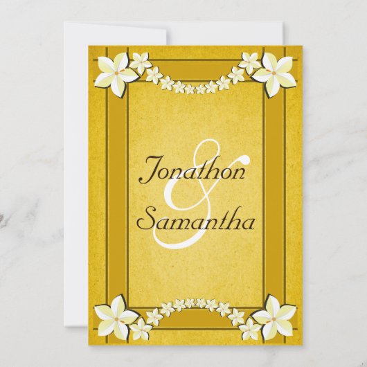 Rustic Gold Blanc Floral Custom Wedding Invitation (Dos)