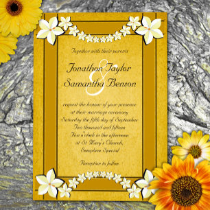 Rustic Gold Blanc Floral Custom Wedding Invitation