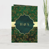 Rustic Gold Emerald Green Filigree Muslim Wedding (Achterkant)
