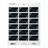 Rustic Gold Floral Blue Wedding Étiquette de adres (Feuille entière)