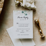 Rustic Gold Floral Mariage Menu Choix RSVP<br><div class="desc">Ces cartes de choix à la carte de mariage doré rustique sont parfaites pour un mariage simple. Cette conception artistique présente des feuilles d'or dessinées à la main et des feuilles d'aquarelle vert d'eucalyptus,  une beauté naturelle inspirante.</div>