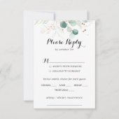 Rustic Gold Floral Mariage Menu Choix RSVP (Devant)