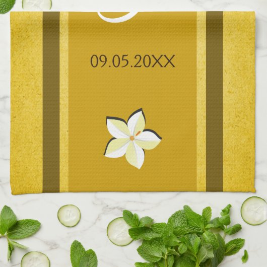 Rustic Gold Floral MoJo Mariage Cuisine Serviette  (Plié)