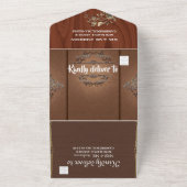 Rustic Gold Floral Wedding All in One Uitnodiging (Buitenkant)