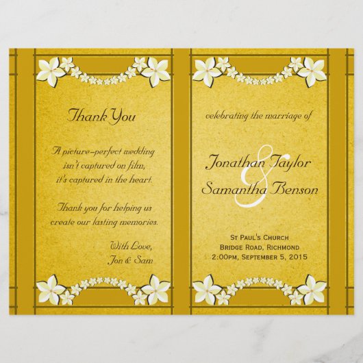Rustic Gold Floral Wedding Programme Modèle (Devant)