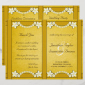 Rustic Gold Floral Wedding Programme Modèle (Devant / Derrière)