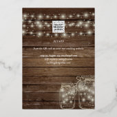 Rustic GOLD FOIL Text Mason Jars Lights Wedding Folie Uitnodiging (Achterkant)