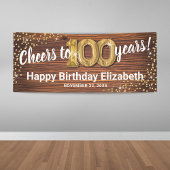Rustic Gold Glitter 100th Birthday Spandoek