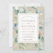 Rustic Gold Green Botanical Wedding Kaart (Voorkant)