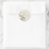 Rustic Gold Greenery Custom Wedding Bedankt Ronde Sticker (Tas)