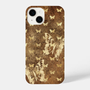 Rustic Gold Grunge Butterflies iPhone 14 Hoesjes Hoesje