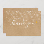 Rustic Gold Heart Script Carte de remerciements de (Devant / Derrière)