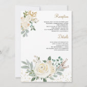 Rustic Gold Ivory Floral in één huwelijk Kaart (Achterkant)