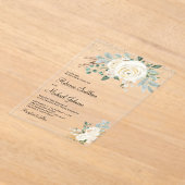 Rustic Gold Ivory Floral Wedding Acryl Uitnodigingen (Laagn)