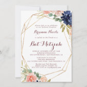 Rustic Gold Leaves Calligraphy Bat Mitzvah Kaart (Voorkant)