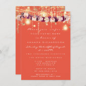 Rustic Gold Lights Jar Coral Rozen Weddenschap Kaart (Voorkant / Achterkant)