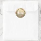 Rustic Gold Love Christmas Wreath Ronde Sticker (Tas)