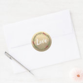 Rustic Gold Love Christmas Wreath Ronde Sticker (Envelop)