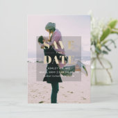 Rustic Gold Minimal Modern Photo Save The Date (Staand voorkant)