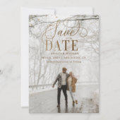 Rustic Gold Minimal Modern Photo Save The Date (Voorkant)