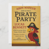 Rustic Gold Nautical Pirate Parrot Verjaardag Kaart (Voorkant)