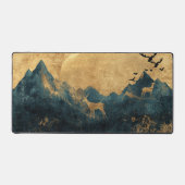 Rustic Gold & Navy Mountain Desk Mat (Voorkant)
