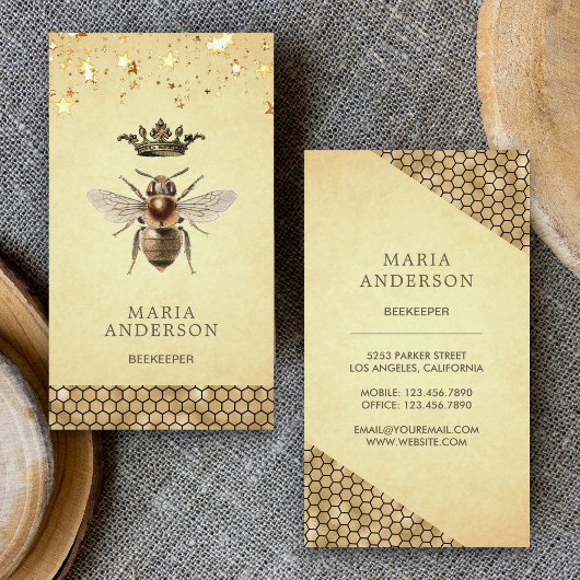 Rustic Gold Royal Queen Bee Bee Visitekaartje