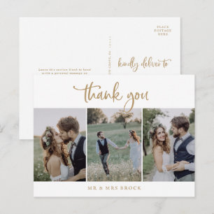Rustic Gold Script 3 Fotosjabloon Dank u Briefkaart