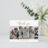 Rustic Gold Script 3 Fotosjabloon Dank u Briefkaart (Staand voorkant)