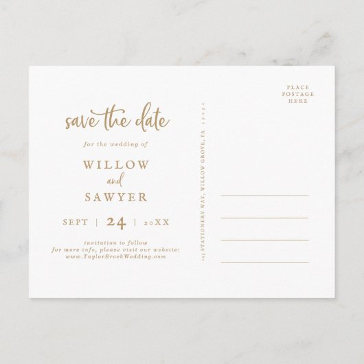 Rustic Gold Script 3 Modèle photo Enregistrer la d (Dos)