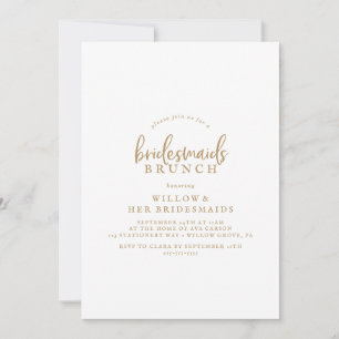 Rustic Gold Script Bridesmaitres Brunch Invitation