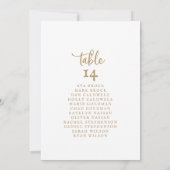 Rustic Gold Script Table Number Seating Chart Kaar (Achterkant)