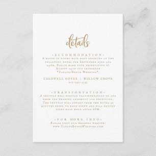 Rustic Gold Script Wedding Details Informatiekaartje