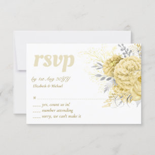 Rustic Gold Silver Floral Weddenschap Hartelijk da RSVP Kaartje