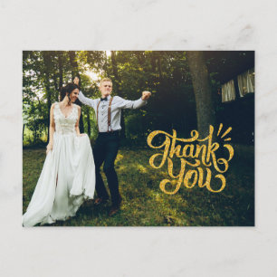 Rustic Gold Sparkle Wedding Dank u Briefkaarten