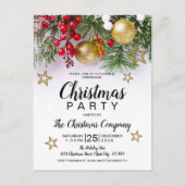 Rustic Gold Stars Invitation de Noël (Devant)