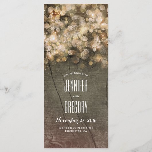 Rustic Gold String Éclairage Programmes de mariage (Devant)