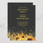 Rustic Gold Sunflowers Invitation fête d'anniversa (Devant / Derrière)