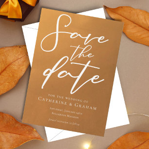 Rustic Gold Typography Earth Tone Trendy Herfst Save The Date