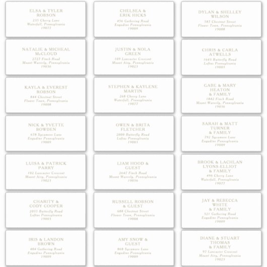 Rustic Gold Typography Guest Adresetiketten Sticker (Voorkant)