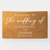 Rustic Gold Typography Simple Fall Weduwen Welcome Spandoek (Horizontaal)