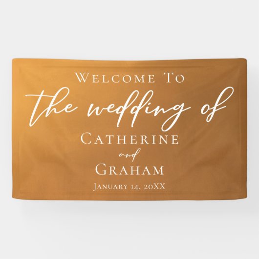 Rustic Gold Typography Simple Fall Weduwen Welcome Spandoek (Horizontaal)