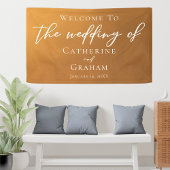 Rustic Gold Typography Simple Fall Weduwen Welcome Spandoek