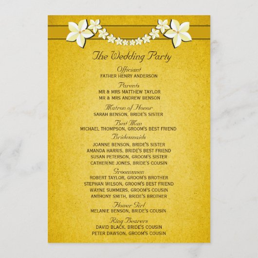 Rustic Gold Wedding Programme Cérémonie & Fête (Dos)