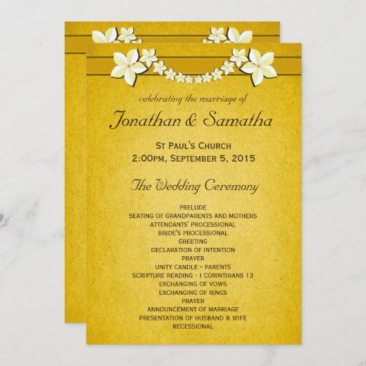 Rustic Gold Wedding Programme Cérémonie & Fête (Devant / Derrière)