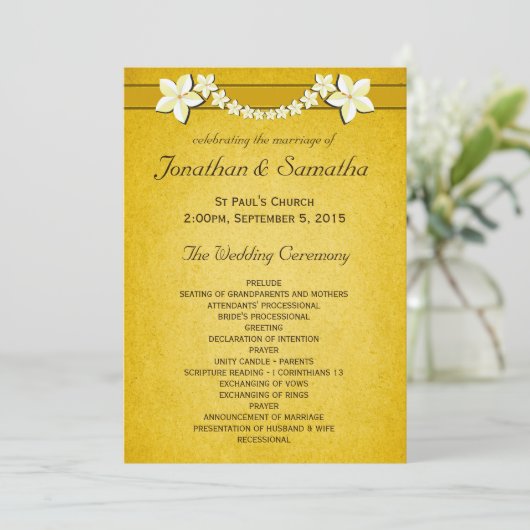 Rustic Gold Wedding Programme Cérémonie & Fête (Debout devant)