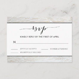 Rustic Gold Wood Grain Wedding RSVP-kaart RSVP Kaartje
