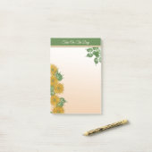Rustic Golden Flowers, Greenery en Leaves Border Post-it® Notes (Op bureau)