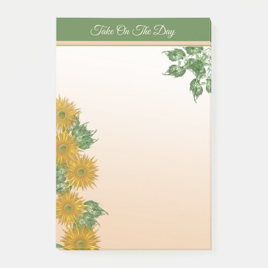 Rustic Golden Flowers, Greenery en Leaves Border Post-it® Notes (Voorkant)