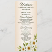 Rustic Golden Frame White Floral Peach Wedding Programma (Voorkant)